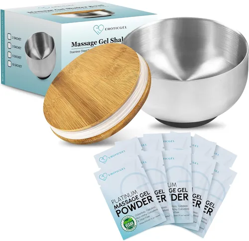 Miniatura 10 de Nuru Massage Gel Powder & Bowl Set 2 x 5g Platinum Sachets + Stainless Steel Mixing Bowl Japanese-Made Powder Vegan Paraben & Glycerin Free