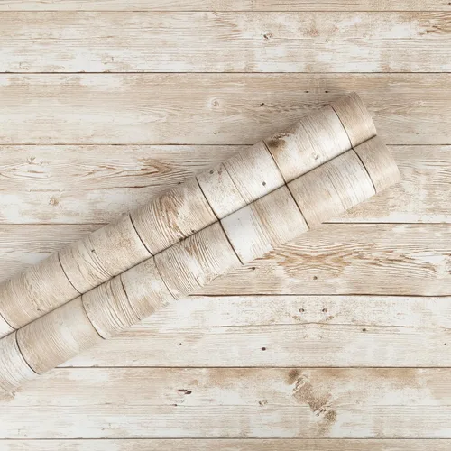 Miniatura 9 de Decoroom Papel tapiz de madera para despegar y pegar de 17.7 x 394 pulgadas, papel de pared de madera envejecido Marrón