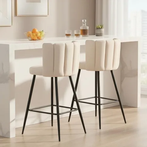 Miniatura 26 de Velvet - Taburetes de bar de 30 pulgadas de altura, juego de 2 taburetes de cocina modernos tapizados, taburetes de mostrador con patas de metal