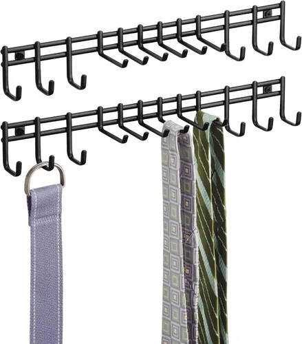mDesign Organizador de accesorios y centro de almacenamiento de metal para montaje en pared, moderno soporte delgado para corbatas, cinturones,