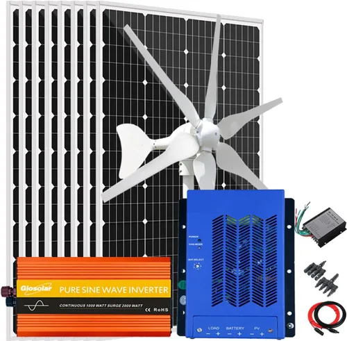 Miniatura 19 de Kit solar de viento de 640 W, kit de carga de batería de 12 V: generador de turbina eólica de 400 W + 2 paneles solares de 120 W + controlador +