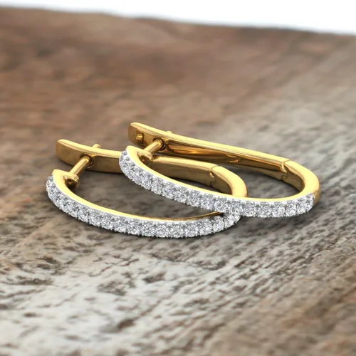 Miniatura 5 de Aretes de aro de oro de 14 quilates con diamantes (0.40 quilates) - Certificado IGI