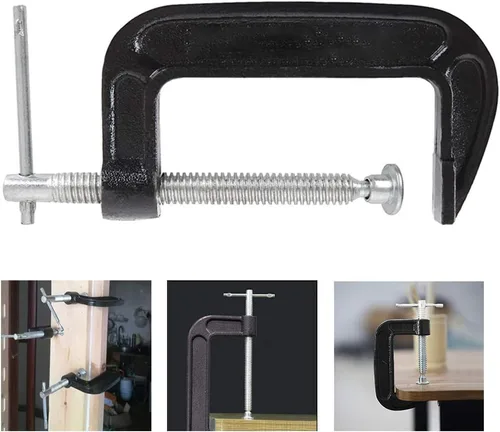 Miniatura 5 de Juego de abrazaderas en C de 4 pulgadas, abrazadera C de acero resistente, abrazaderas de fuerza industrial C para carpintería, soldadura