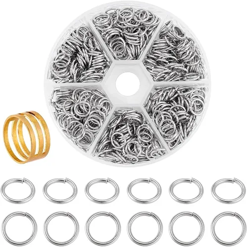 PH PandaHall Anillo de salto de acero inoxidable 304, 550 anillos de salto abiertos de 0.315 pulgadas de calibre 18 para aretes, pulseras, collares,