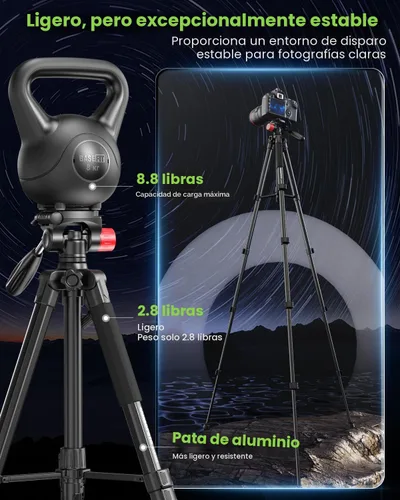 Miniatura 2 de CAMBOFOTO Trípode de 74" de aluminio profesional resistente para cámara sin espejo/DSLR/teléfono celular/cámara de video, con soporte y bolsa