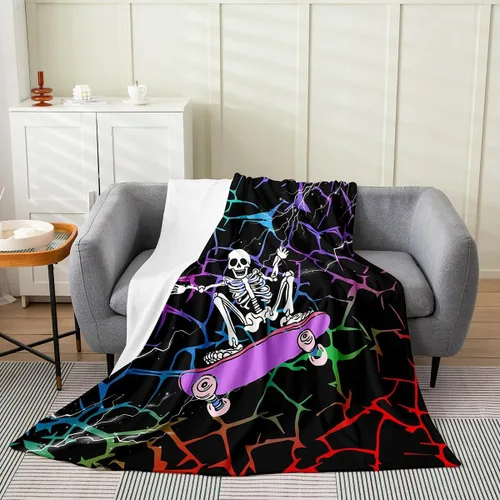 Miniatura 16 de Erosebridal Manta de snowboard de 40 x 50 pulgadas, moderna manta abstracta para niños y niños, acogedora para cama y sofá, manta de forro polar