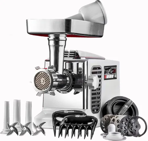 Miniatura 9 de STX TurboForce II "Platinum" Moledora de carne eléctrica y máquina para hacer salchichas de servicio pesado: 6 placas de molienda, 3 cuchillas