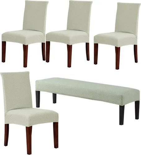 Miniatura 16 de CRFATOP 4 Piezas de Fundas Elásticas para Silla de Comedor con Funda para Banco Fundas Impresas para Silla de Comedor Fundas para Cojín de Asiento