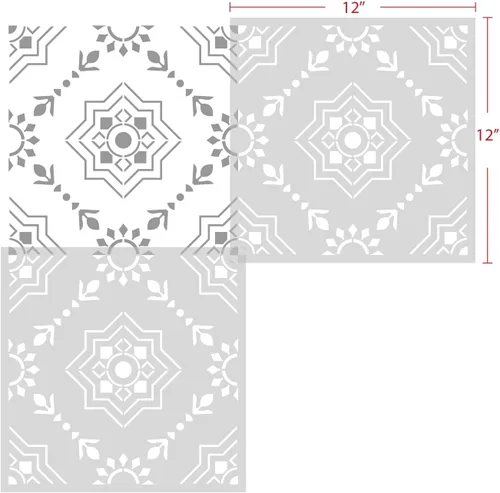 Miniatura 4 de GSS Designs - Plantilla de azulejos reutilizable de 12 x 12 pulgadas para pintar pisos de cemento de pared, muebles de madera, decoración del hogar