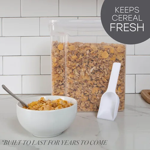 Miniatura 5 de Kitchen Details Paquete de 2 recipientes para cereales con cucharón, mediano, hermético, lata de alimentos, se mantiene fresco, organizadores
