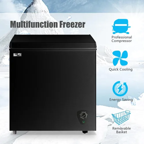 Miniatura 3 de Congelador de Pecho 5.0 Pies Cúbicos Pequeño Congelador Profundo Negro Puerta Superior Mini Congelador con Canasta Removible, Bajo Ruido, 7 5.0 NEGRO