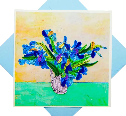 Miniatura 17 de Grues de Momoyogusa – Flores de Cien Generaciones (1909) de Kamisaka Sekka Tarjeta de Felicitación de Arte Filigrana, Tarjeta de Felicitación