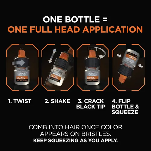 Miniatura 5 de L'Oreal Paris Men Expert One Twist - Tinte permanente de cabello para hombre, sin ensuciar, para cubrir canas, aplicación sencilla, sin mezclar y 02
