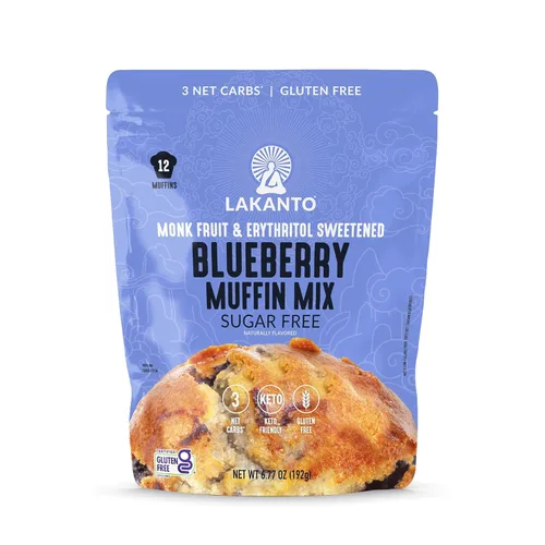 Lakanto Mezcla para muffins de arándanos sin azúcar - Sabor natural, endulzada con edulcorante de fruta de monje, amigable con la dieta keto, 3