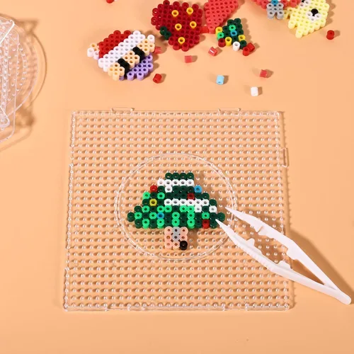 Miniatura 3 de Tableros de cuentas Perler, Dedoot 48 piezas de 5 mm de cuentas de fusible, tableros cuadrados transparentes de diseño Perler, 42 tableros + 6