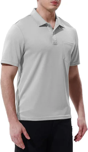 Miniatura 2 de TBMPOY Polo para hombre con bolsillo, manga corta, secado rápido, informal, para deportes al aire libre