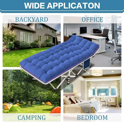 Miniatura 6 de Paquete de 2 catres de camping con colchón, cama cómoda, catre plegable, catres resistentes para dormir con bolsa de transporte para adultos