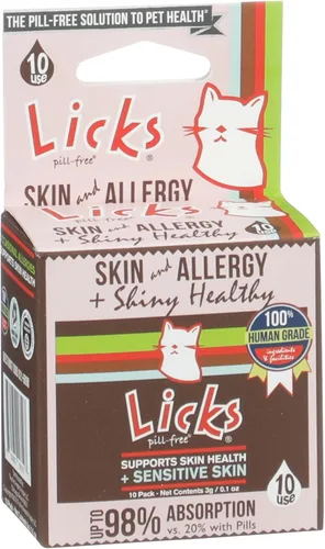 Licks Skin & Allergy Support - Gel para alergias para gatos - Aceite de pescado Omega 3, vitamina C, cúrcuma e inositol - Apoyo saludable para la