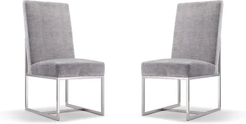 Miniatura 14 de Manhattan Comfort Element Modern - Juego de 1 sillas de comedor de terciopelo con espuma de alta densidad, marco de acero inoxidable con acabado