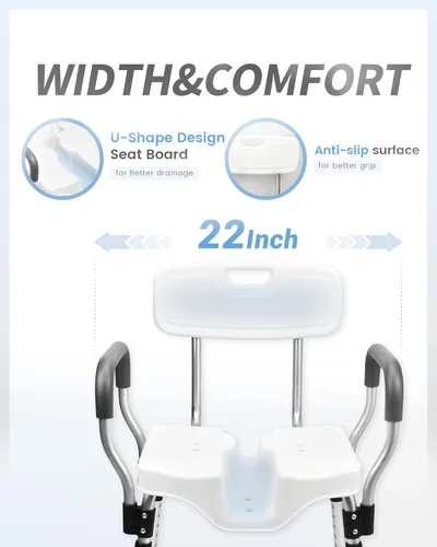 Miniatura 3 de Sangohe Silla de ducha - Sillas de ducha para ducha interior - Asiento en forma de U Asiento de ducha resistente - Sillas de ducha con brazos