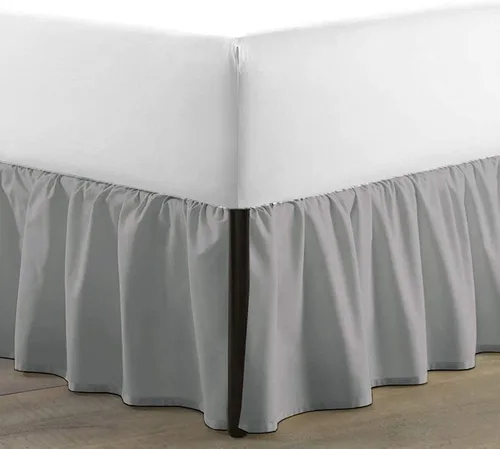 Miniatura 11 de SKY BEDDINGS - Falda de cama con volantes con esquinas divididas tamaño Twin con caída de 12 pulgadas, falda de cama con volantes antipolvo con Gris