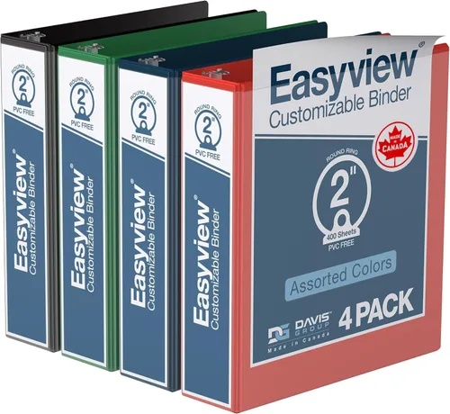 Miniatura 22 de Easyview - Carpetas prémium de 3 anillas con cubiertas transparentes y anillos redondos, carpetas para la escuela u oficina, 1 pulgada, paquete