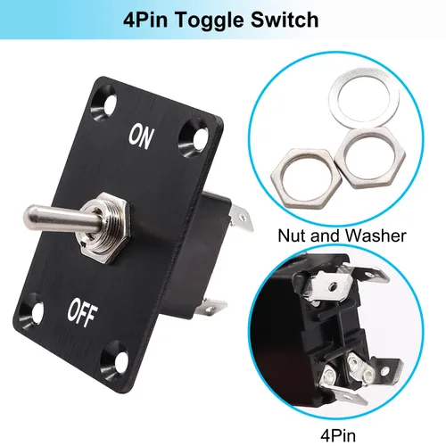 Miniatura 2 de TWTADE Interruptores de palanca basculantes con pestillo 4 pines 2 posiciones ON/OFF DPST impermeable interruptor de palanca resistente con cables