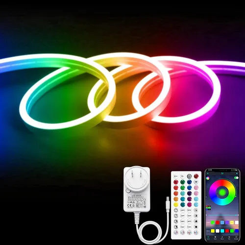 Miniatura 12 de Tira de luz LED de neón inteligente IC de 6.56 pies, tira de luz LED con aplicación/control remoto, cambio de color, sincronización de música, tira