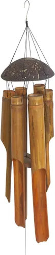 Campanillas de viento grandes de bambú de coco de 35 pulgadas para exteriores, campanillas de madera de tono profundo hechas a mano para jardín,