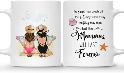 Gossby Taza de café personalizada con nombre, peinado, piel, de amistad de larga distancia, regalos de verano para amigos, taza de cerámica de 11 La