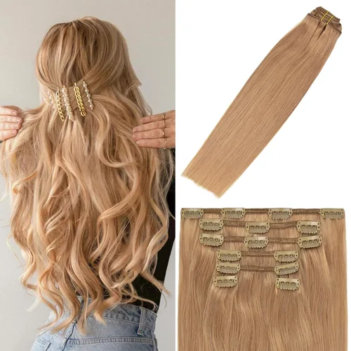 Miniatura 10 de WindTouch - Extensiones de cabello humano Remy con pinzas, color rubio decolorado combinado con balayage, para cabello rubio, 2.47 onzas, N.°
