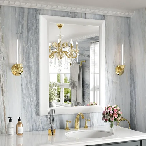 Miniatura 48 de Amorho Espejo de Baño Negro, Espejos de Pared de 24x30 Pulgadas con Marco de Metal Grueso para Sobre el Fregadero, Dormitorio, Sala de Estar