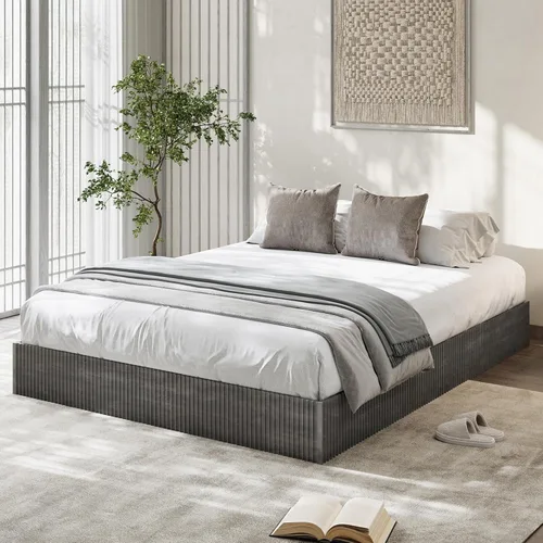 Miniatura 20 de Garvee Base de cama individual, plataforma de madera con diseño estriado, marco de cama de perfil bajo, base de cama minimalista sin ruido, fácil
