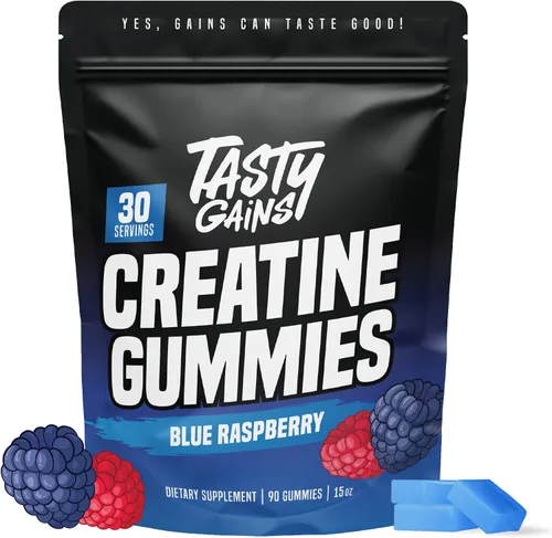 Miniatura 10 de TASTY GAINS Gomitas de Creatina - 90g de Monohidrato de Creatina - Suplementos para Entrenamiento - Construye Músculo y Aumenta la Fuerza