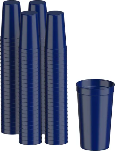 Miniatura 93 de PartyPrints Paquete de 100 vasos de plástico en blanco reutilizables de 10 a 12 onzas, vasos de estadio a granel, sin BPA, aptos para lavavajillas