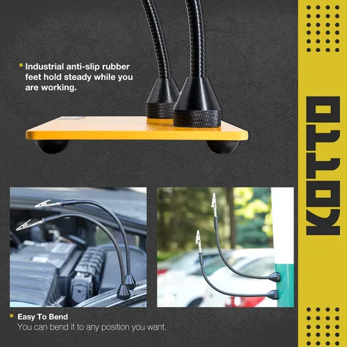 Miniatura 3 de KOTTO Herramienta de soldadura de tercera mano, soporte para PCB, dos brazos metálicos flexibles con base magnética, manos que ayudan a las manos