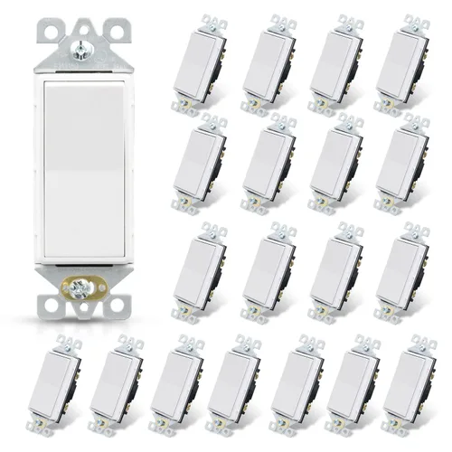 Miniatura 41 de ELEGRP Interruptor de luz decorativo de un solo polo con placa sin tornillos, 15 A 120-277 V, reemplazo del interruptor basculante de paleta