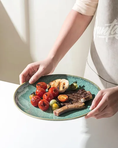 Miniatura 6 de HENXFEN LEAD Juego de 4 platos llanos de 10 pulgadas, platos de porcelana para ensalada, pasta, microondas de postre, aptos para lavavajillas