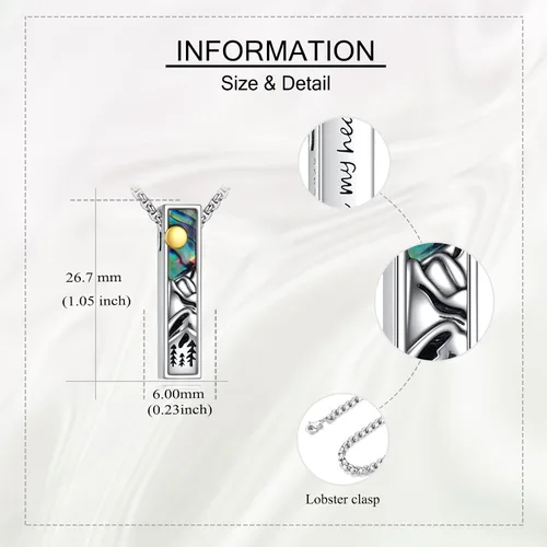 Miniatura 4 de HKPATOP Collares de urna para cenizas, plata de ley, concha de abulón, barra 3D, joyería de cremación para cenizas, joyería de memoria para mujeres