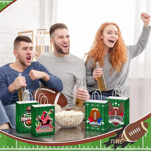 Miniatura 7 de Outus 24 bolsas de papel para fiesta de fútbol, regalo de fútbol, bolsas de papel con asas, pelota deportiva, bolsa de dulces para pelotas