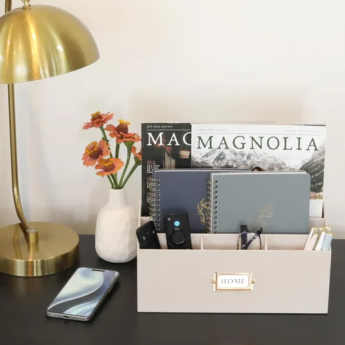 Miniatura 8 de KIBAGA Elegante organizador de correo de lino para tu encimera: organiza fácilmente bolígrafos, correo y más en espaciosos compartimentos