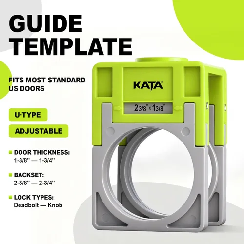 Miniatura 3 de KATA Kit de instalación de cerradura de puerta para puertas de metal y madera, sierra de agujero bimetálica de 1-3/8 a 1-3/4 pulgadas con plantilla