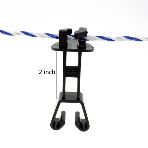 Miniatura 3 de 24 aisladores eléctricos extendidos de poste en U para valla eléctrica, alambre de polietileno o cuerda de polietileno, color negro