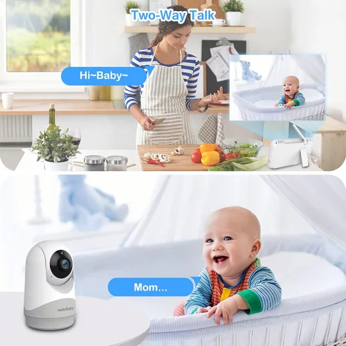 Miniatura 4 de HelloBaby Monitor con cámara y audio, pantalla de 5'' con transmisión de video de 16 horas, cámara remota con panorámica-inclinación-zoom
