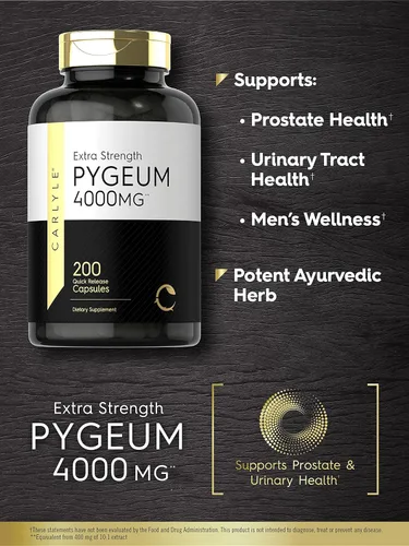 Miniatura 3 de Carlyle - Corteza de Pygeum africanum,1500 mg, 200 cápsulas, extracto de alta potencia que apoya la salud de la próstata, suplemento sin gluten ni