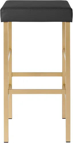 Miniatura 4 de OSP Home Furnishings Taburete sin respaldo con marco dorado, 30 pulgadas, negro