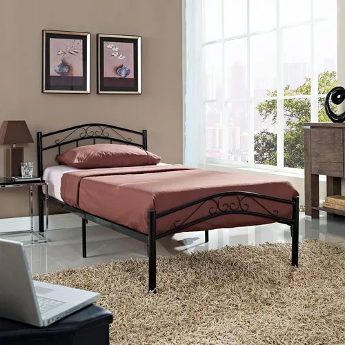 Miniatura 2 de Modway Townhouse - Cama moderna con plataforma de metal, tamaño individual, color negro