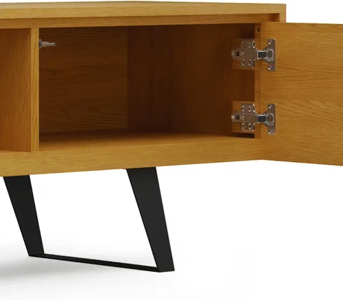 Miniatura 7 de SIMPLIHOME Lowry Soporte de TV – Consola de madera maciza de mango de 72 pulgadas de ancho en roble, moderno centro de entretenimiento industrial