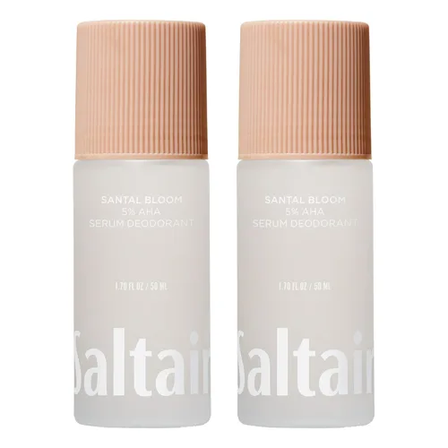 Saltair Desodorante en suero Santal Bloom, paquete de 2. Fórmula AHA al 5%. Desodorante de ácido láctico y ácido mandélico. Control de olores sin