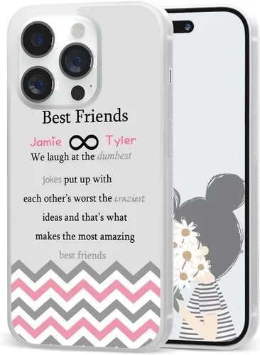 Miniatura 12 de Fundas de teléfono con nombre personalizado para mejores amigos iPhone 11 12 13 14 Pro Max Plus Mini X Xs Xr, Samsung Note 7 8 9 10 20 S21 S22 S23